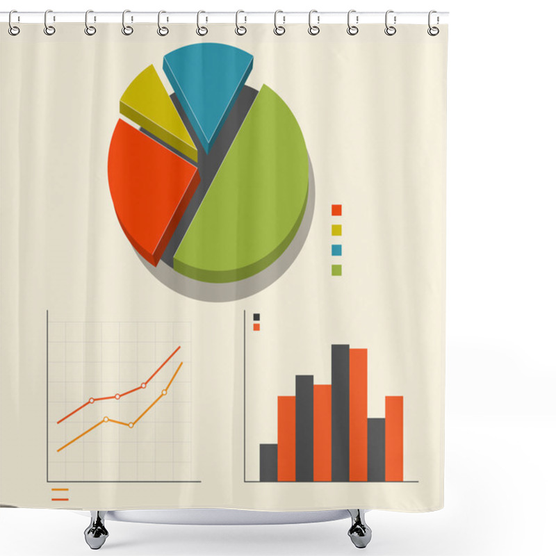 Personality  Elements Of Infographics In Retro Style. Shower Curtains