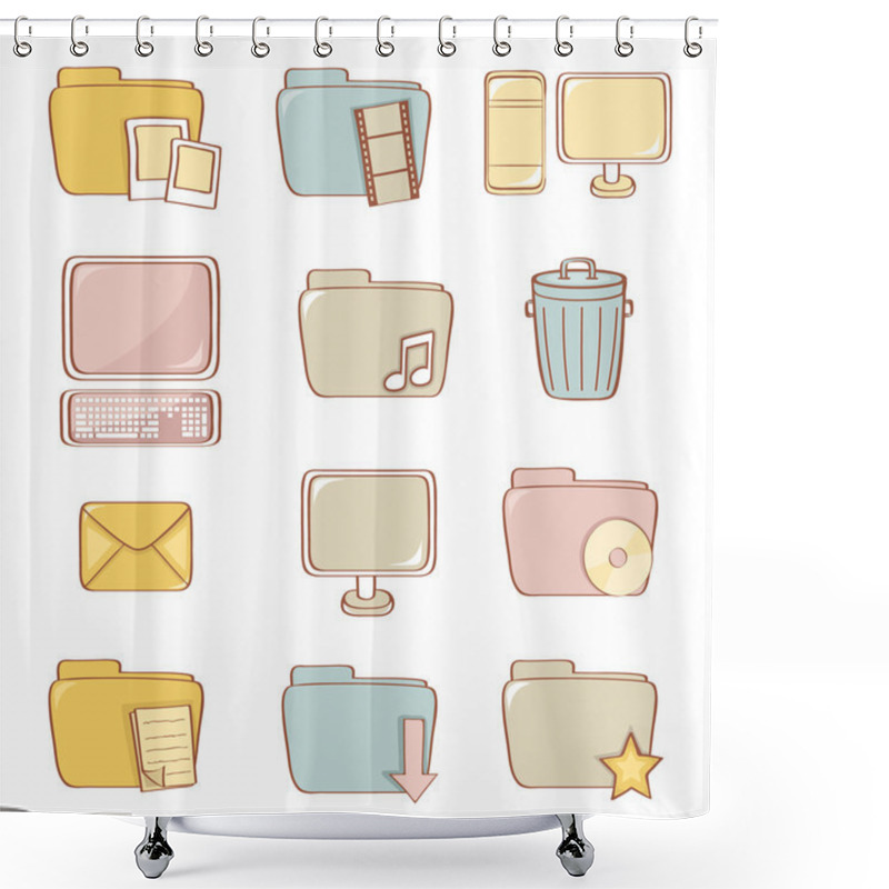 Personality  Hand Drawn Icons Shower Curtains