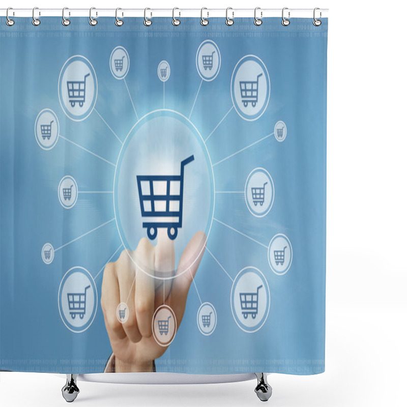 Personality  Business Hand Press Online Shopping Button Shower Curtains