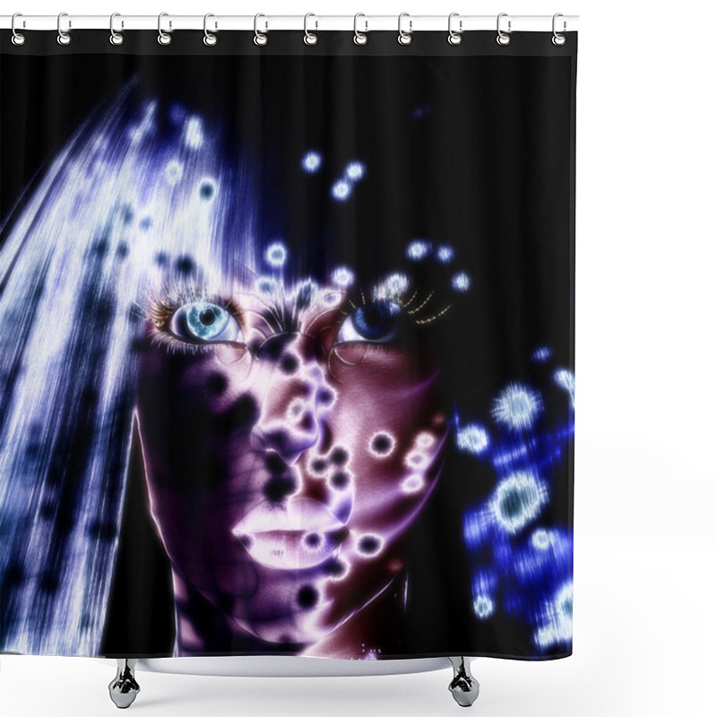 Personality  Digital Rendering Of A Girl Shower Curtains