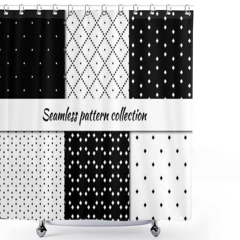 Personality  Seamless Pattern Collection. Geometrical Design Backgrounds Set. Repeated Rhombuses, Diamonds, Squares Motif. Geo Print Shower Curtains