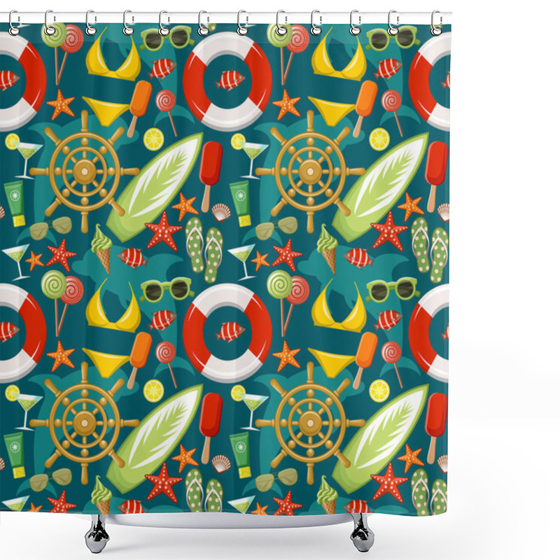 Personality  Seamless Beach Pattern Shower Curtains