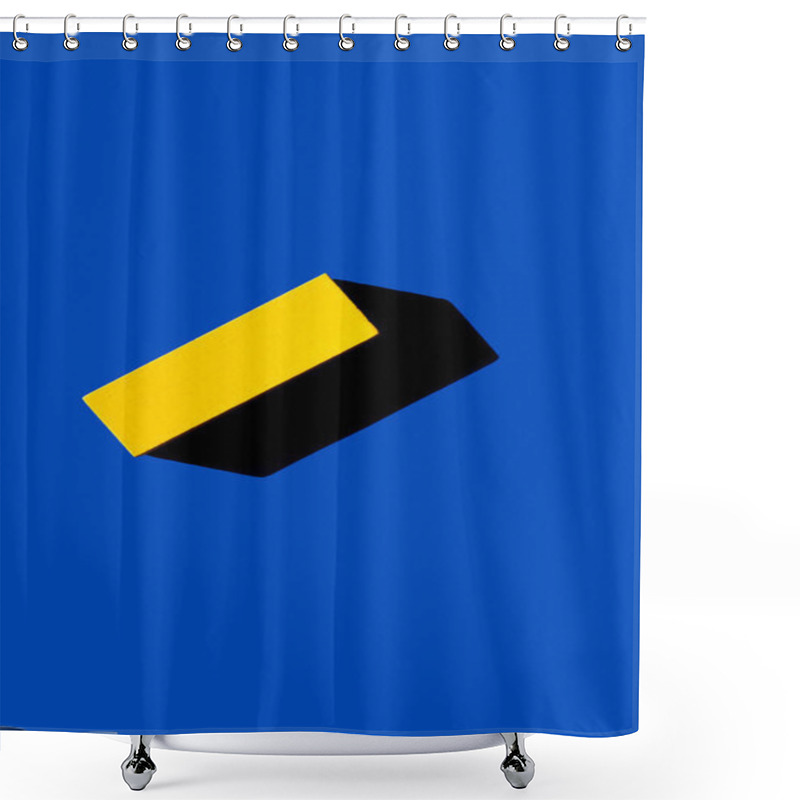 Personality  Top View Of Yellow Rectangular Block On Blue Background, Ukrainian Concept Shower Curtains