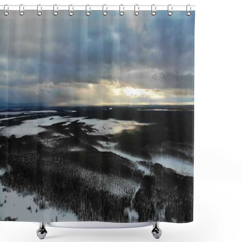 Personality  Forest Swamp In Winter Season Shower Curtains