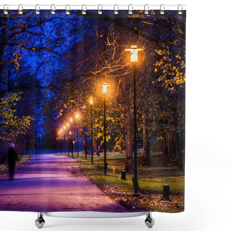 Personality  Illuminated Alley On A Clear Autumn Evening, Estonia Shower Curtains