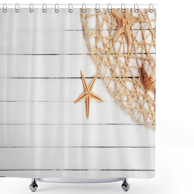 Personality  Seashells And Fishing Net  Shower Curtains