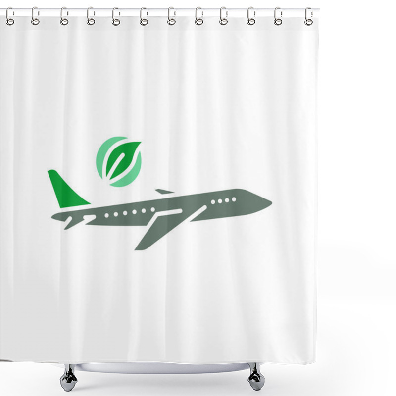 Personality  Biofuel Airplane Black Line Icon. Shower Curtains