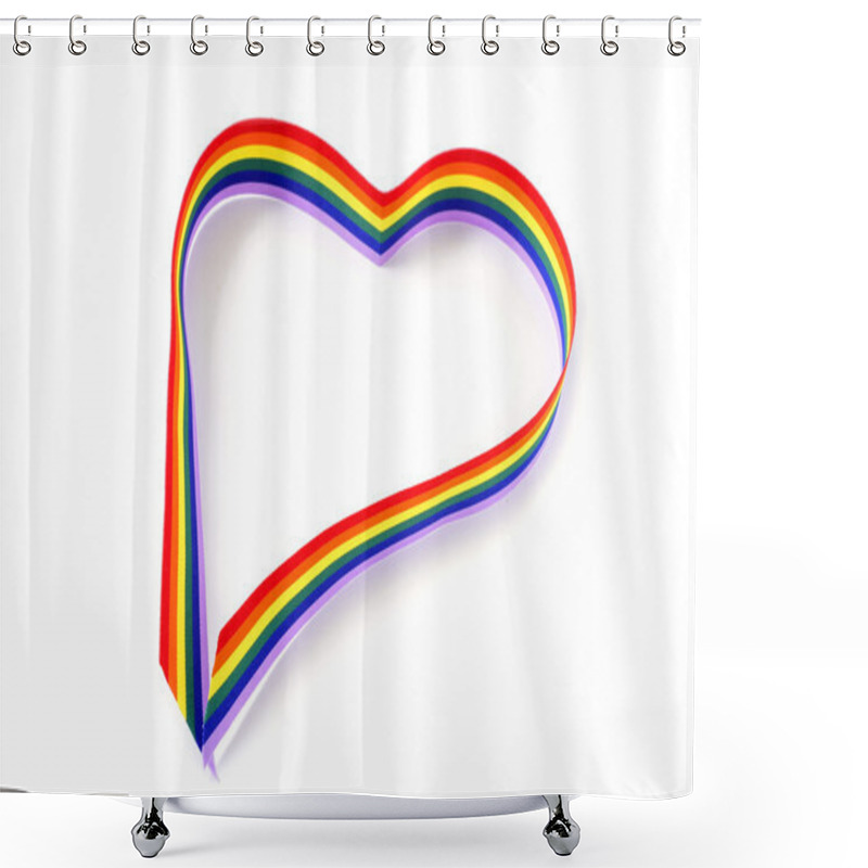 Personality  Heart-shaped Rainbow Ribbon Shower Curtains