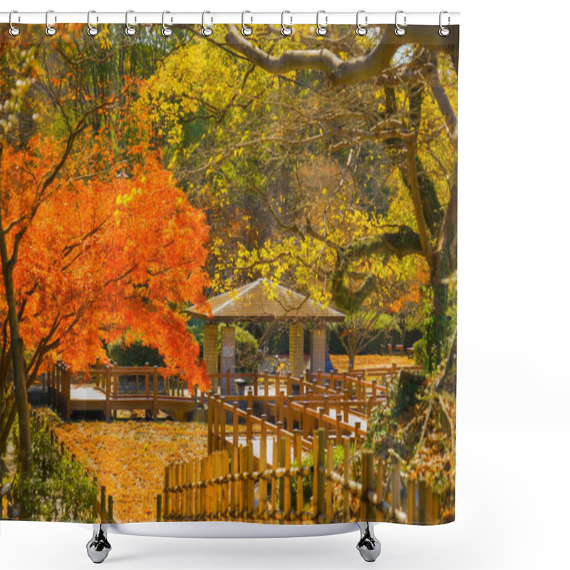 Personality  A Park Surrounded By Autumn Leaves. Shooting Location: Fukuoka Prefecture Shower Curtains