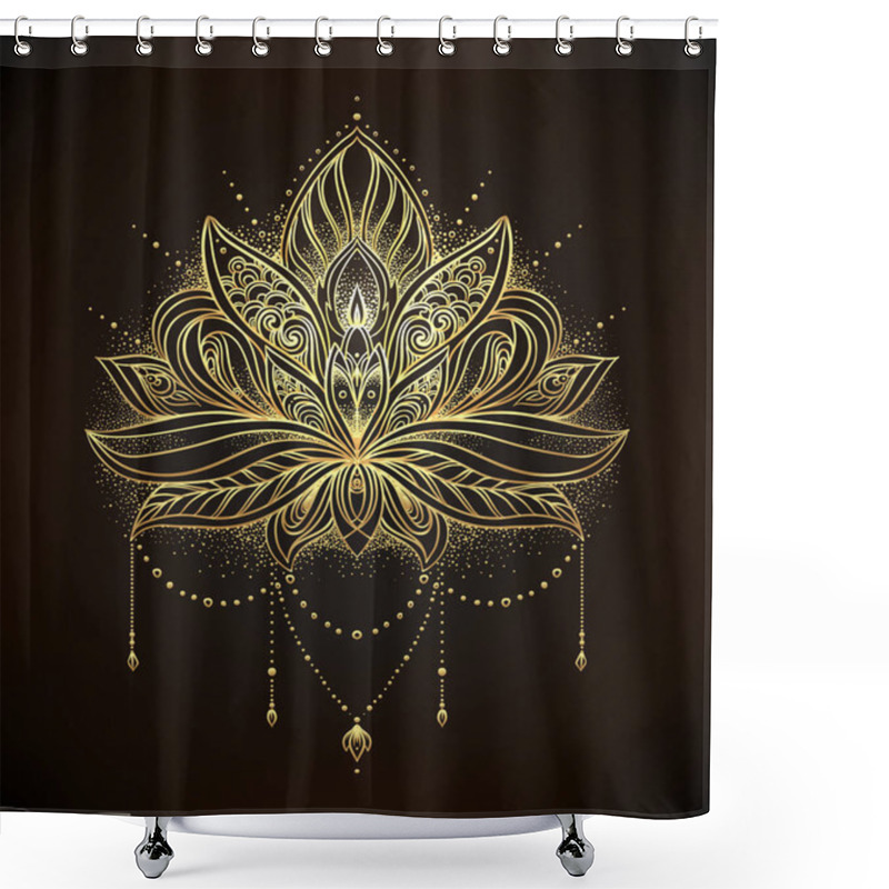 Personality  Vector Ornamental Lotus Flower, Ethnic Art, Patterned Indian Pai Shower Curtains