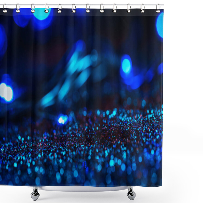 Personality  Abstract Glowing Background With Blue Glitter And Bokeh Shower Curtains