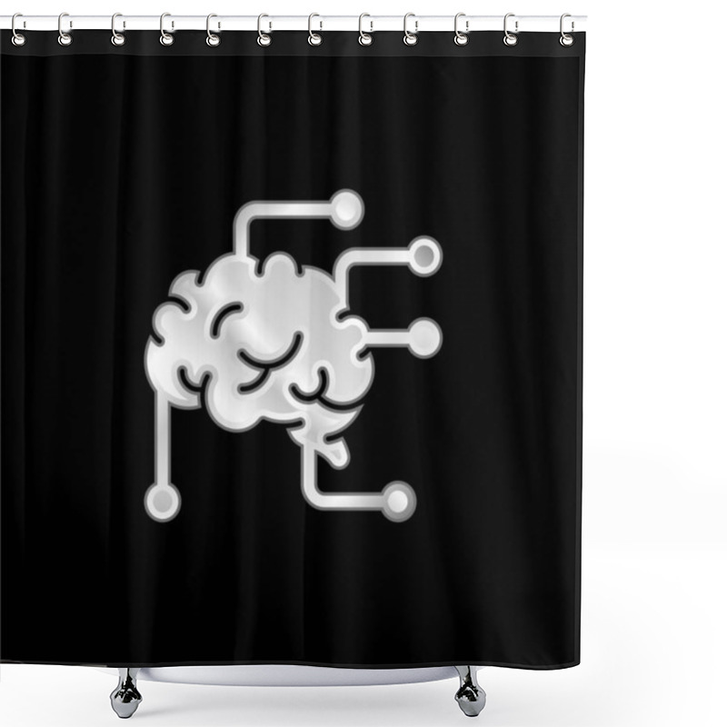 Personality  Brain Silver Plated Metallic Icon Shower Curtains