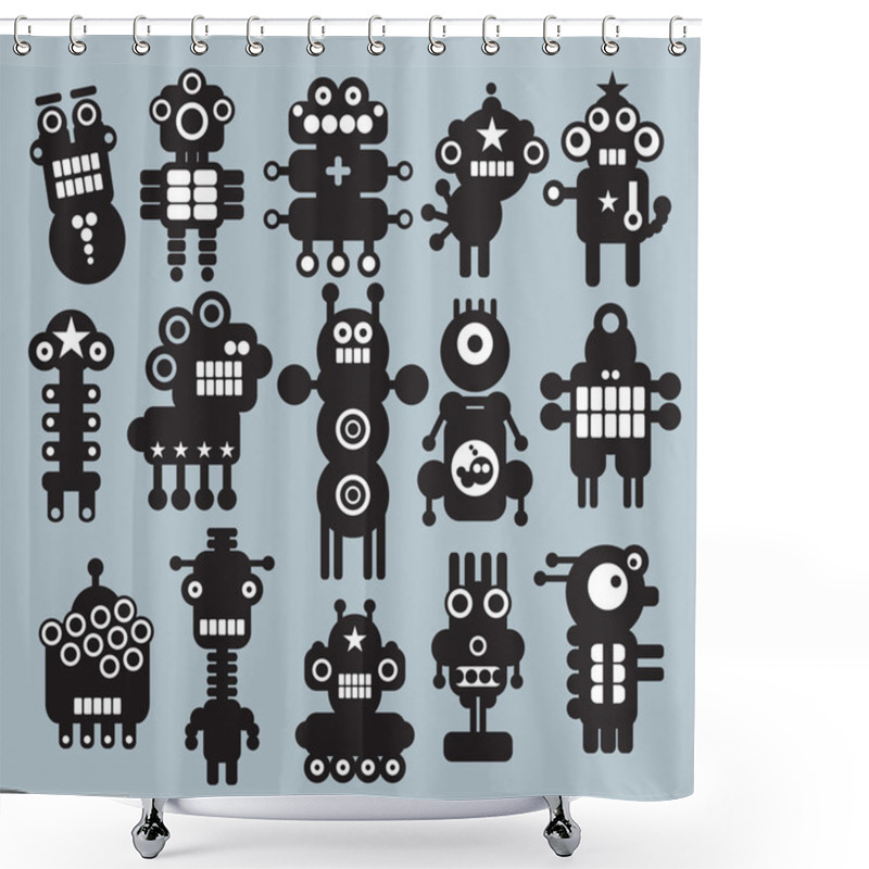 Personality  Robots, Monsters, Aliens Collection #7. Shower Curtains