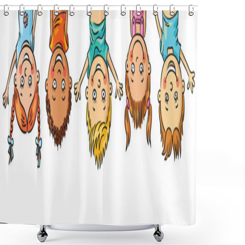 Personality  Kids Hanging Upside Down Shower Curtains