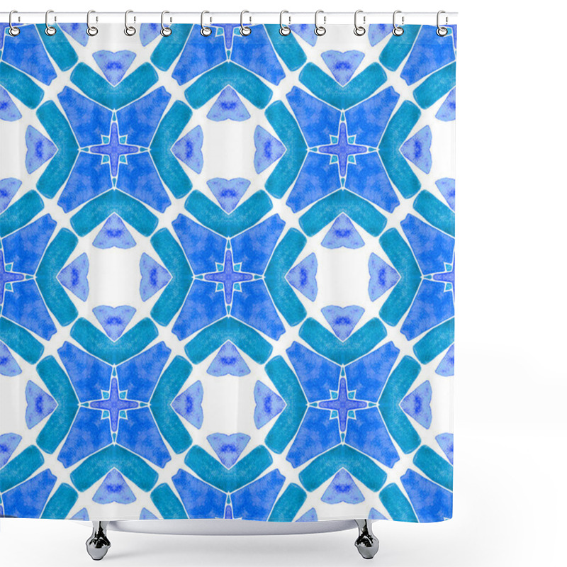 Personality  Organic Tile. Blue Incredible Boho Chic Summer  Shower Curtains