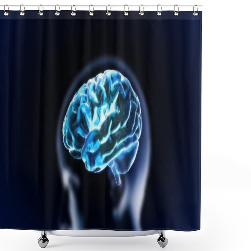 Personality  Blue Crystal Brain With Head Shower Curtains