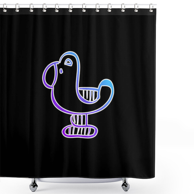 Personality  Bird Hand Drawn Toy Animal Blue Gradient Vector Icon Shower Curtains