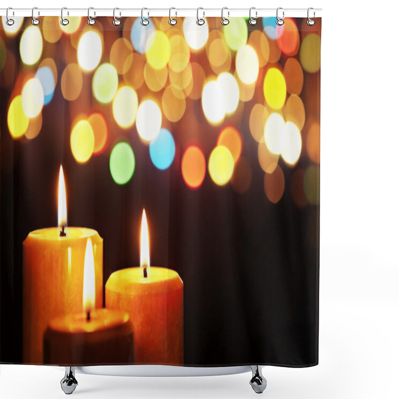 Personality  Christmas Candle With Blurred Light Shower Curtains