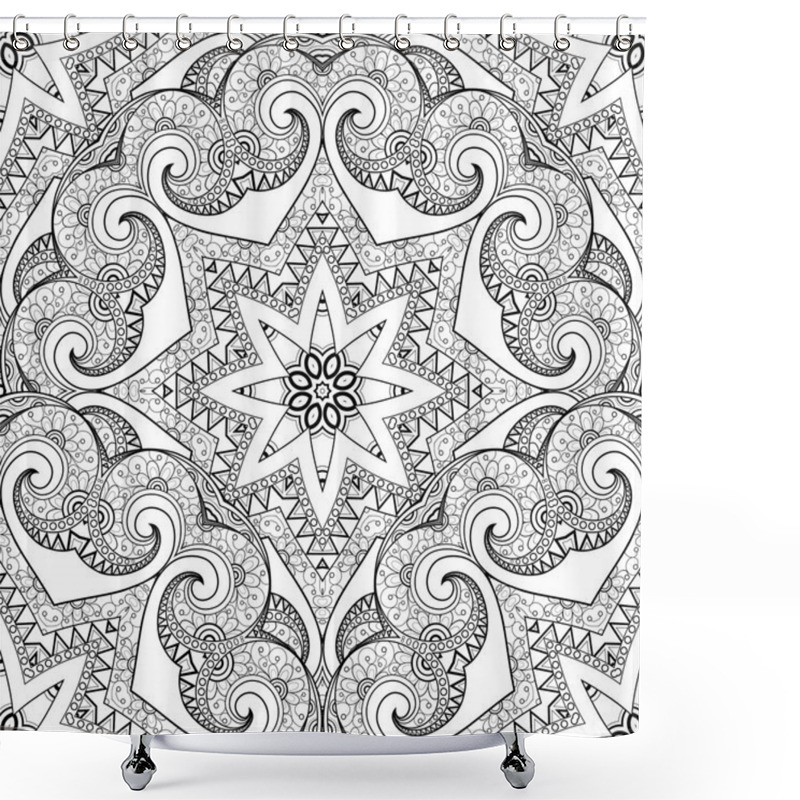 Personality  Seamless Monochrome Ornate Pattern Shower Curtains