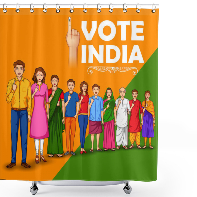 Personality  People Of Different Religion Showing Voting Finger For General Election Of India Shower Curtains