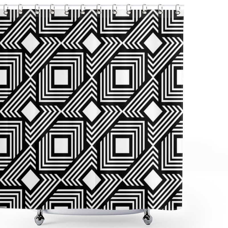 Personality  Seamless Black And White Pattern Shower Curtains