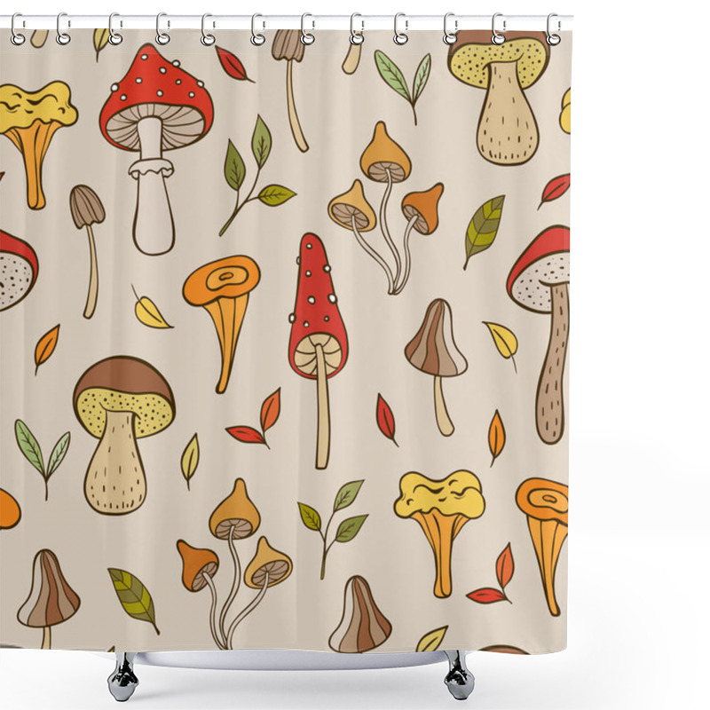 Personality  Autumn Pattern With Forest Mushrooms Shower Curtains