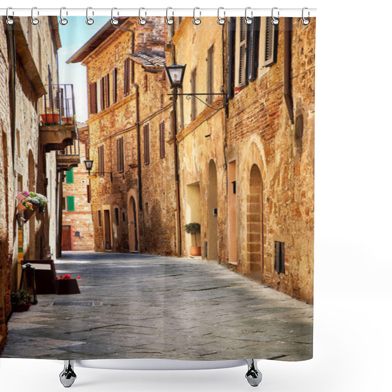 Personality  Narrow Town Street In Pienza, Italy Shower Curtains