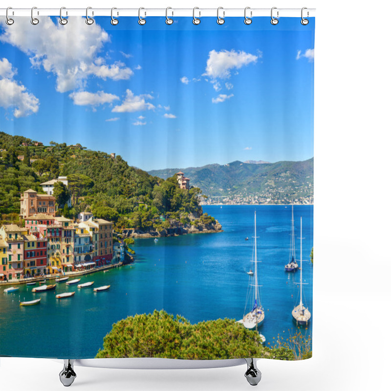 Personality  Portofino Luxury Village Landmark, Panoramic Aerial View. Liguri Shower Curtains