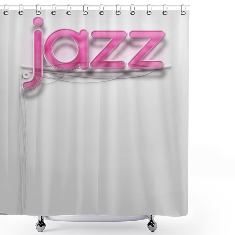 Personality  Glowing Neon Signboard With Jazz Word, Copyspace Shower Curtains