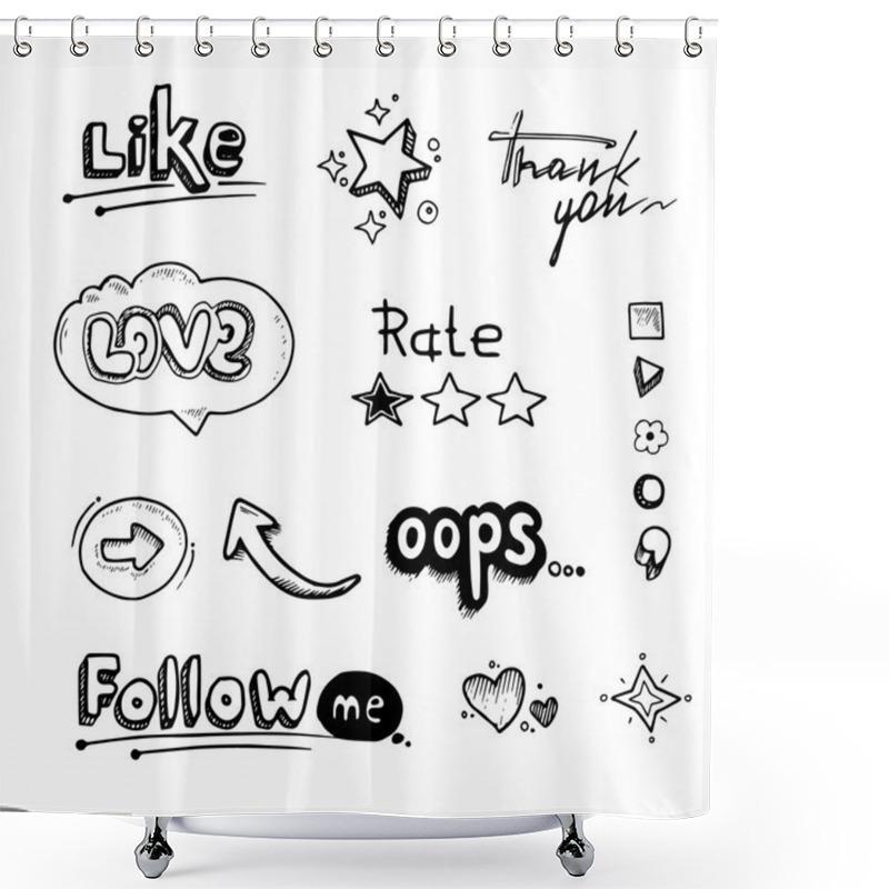 Personality  Hand Drawn Set Of Speech Bubbles With Dialog Words Shower Curtains