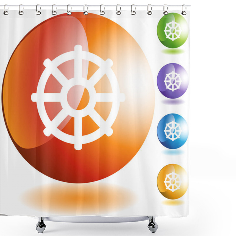 Personality  Buddhist Wheel Life Icon Shower Curtains