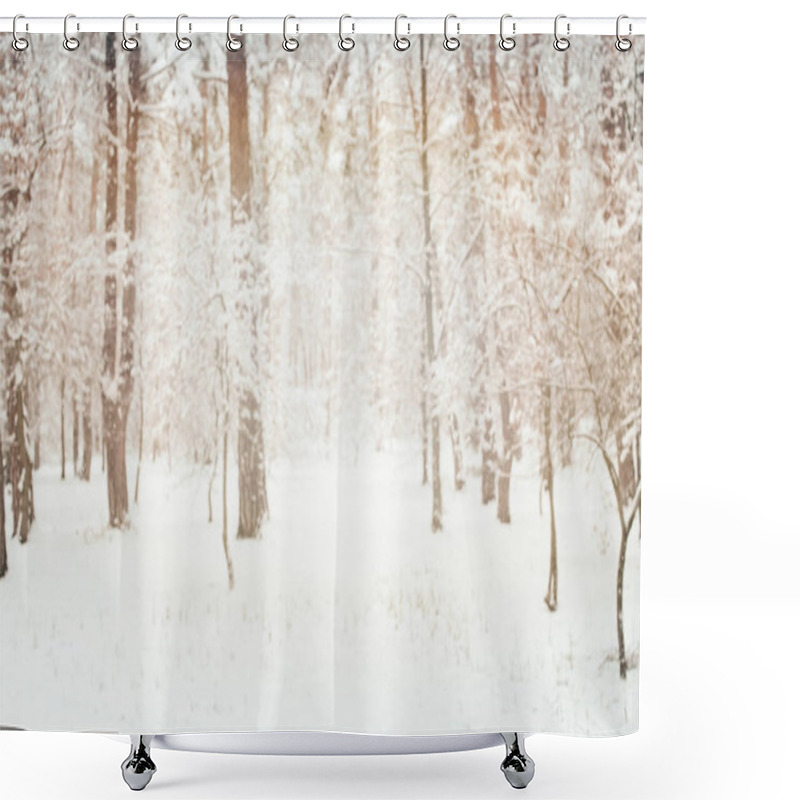 Personality  Toned Picture Of Beautiful Snowy Winter Forest Shower Curtains