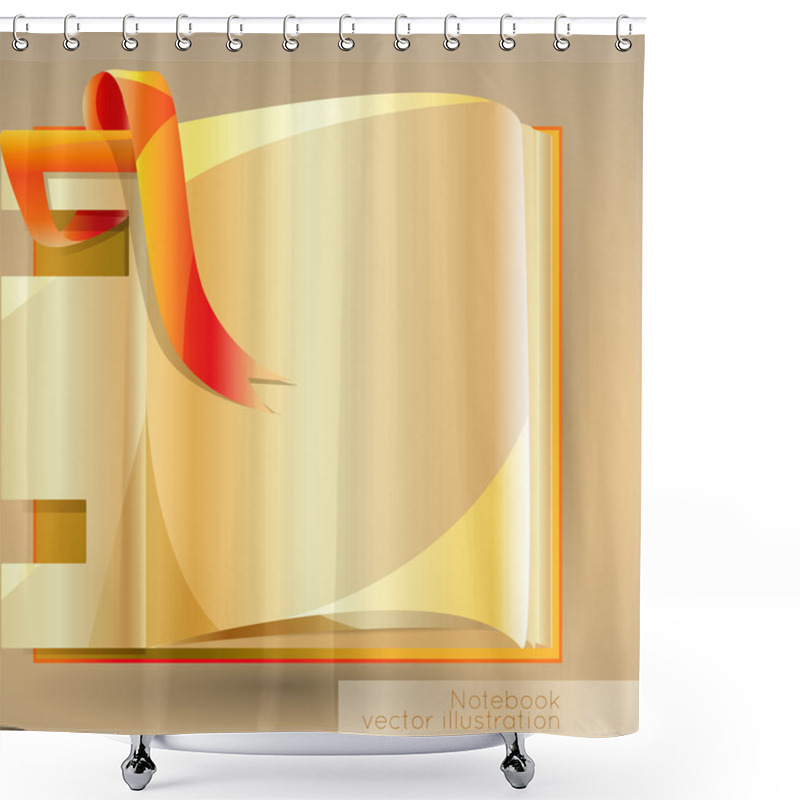 Personality  Vector Background With Open Notebook. Shower Curtains