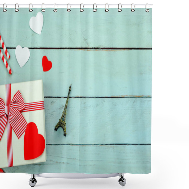 Personality  Table Top View Aerial Image Of Decorations Valentine's Day Shower Curtains