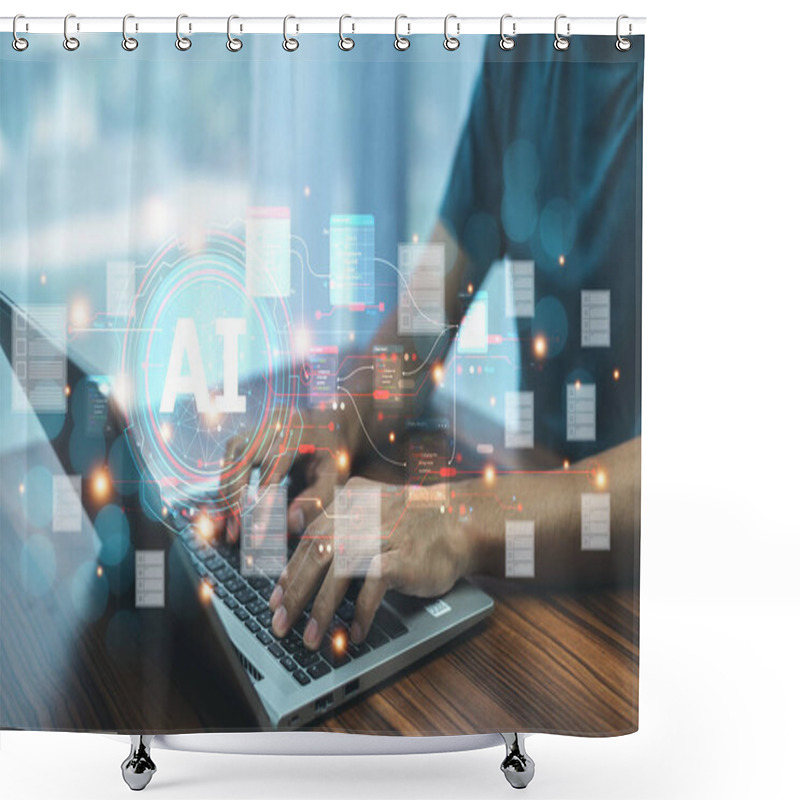 Personality  A Forward-thinking Businessman Utilizes AI For Document Management, Streamlining Operations, Enhancing Accuracy, And Boosting Productivity Through Automated Workflows And Intelligent Data Processing. Shower Curtains