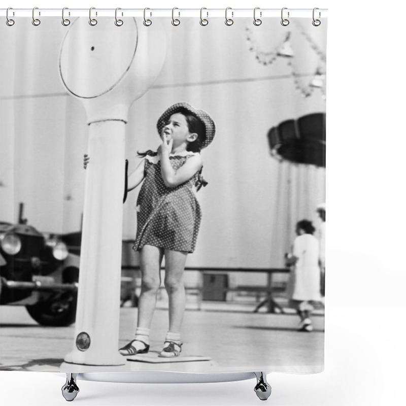 Personality  Girl Standing On A Weighing Scale Shower Curtains