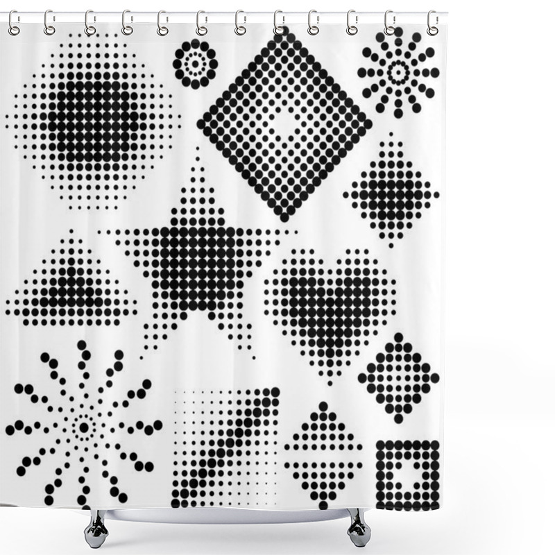 Personality  Set Of Halftone Pattern. Shower Curtains