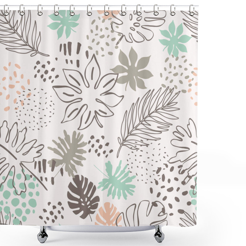 Personality  Abstract Exotic Leaves Seamless Pattern. Shower Curtains