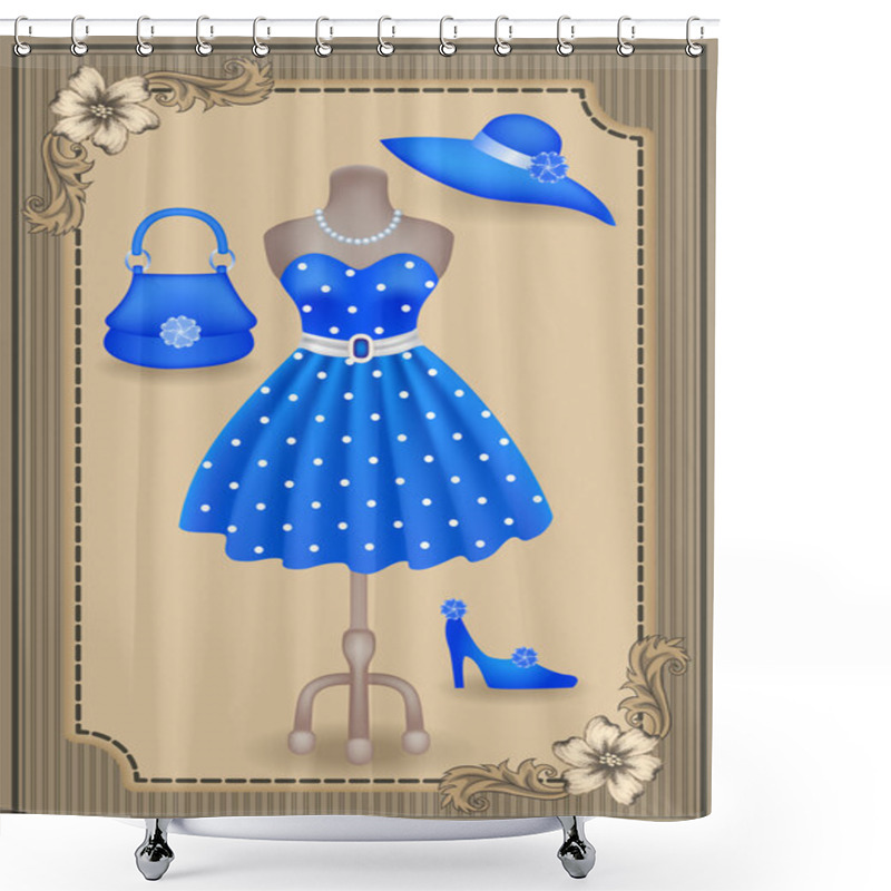 Personality  Fashionable Dress In Retro Style And Accessories Shower Curtains