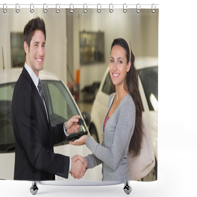 Personality  Businessman Giving Car Key Shower Curtains