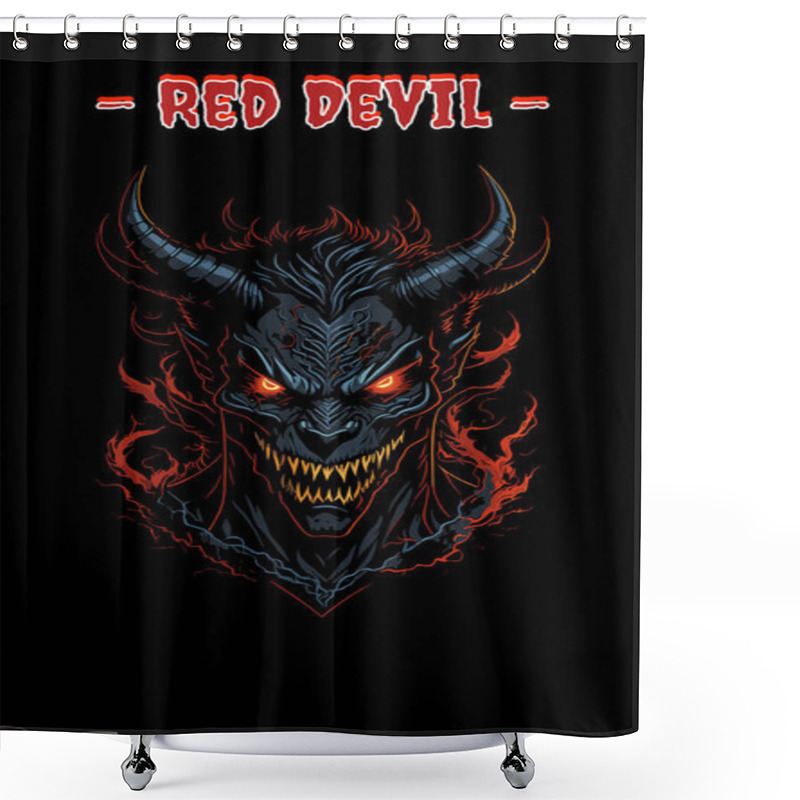 Personality  Head Red Devil Vector Artwork Design Shower Curtains