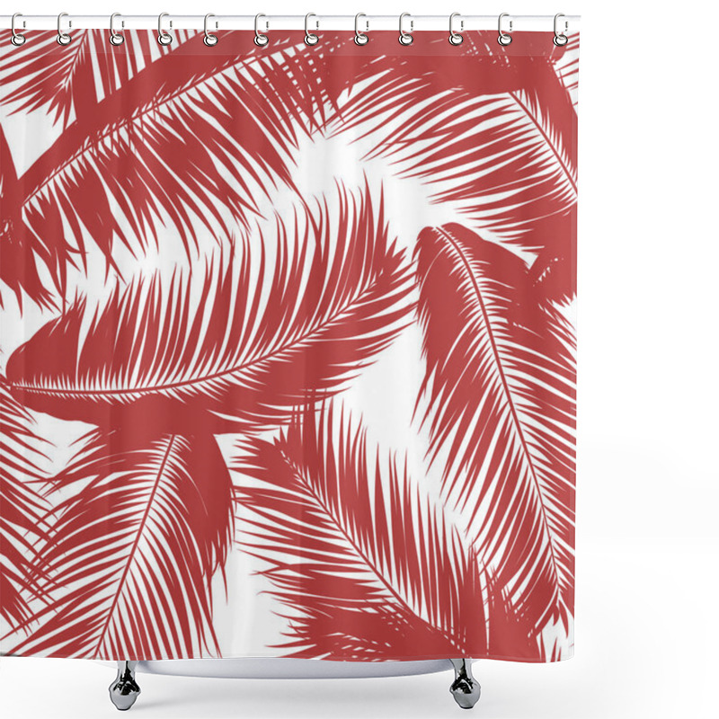 Personality  Tropical Palm Tree Leaves. Vector Seamless Pattern. Simple Silhouette Coconut Leaf Sketch. Summer Floral Background. Jungle Foliage. Trendy Wallpaper Of Exotic Palm Tree Leaves For Textile Design. Shower Curtains