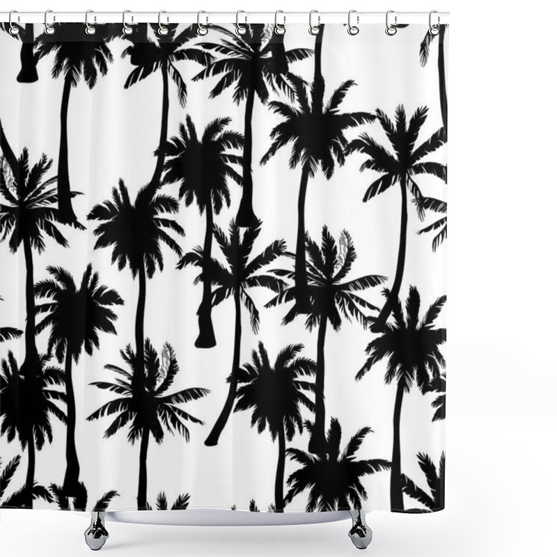 Personality  Vector Seamless Pattern With Palm Trees Shower Curtains