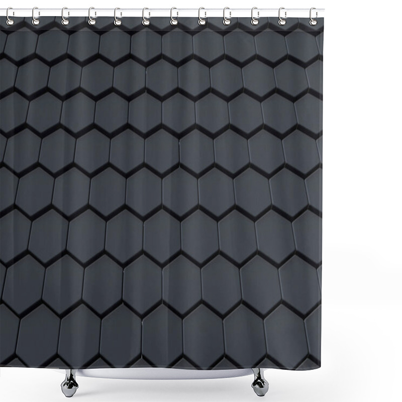 Personality  Black Abstract Hexagonal Design Background Shower Curtains