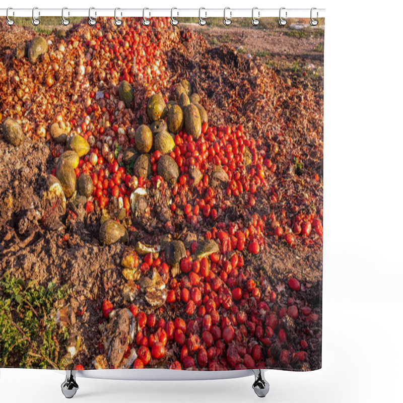 Personality  Vegetables Thrown Into A Landfill, Rotting Outdoors. Shower Curtains