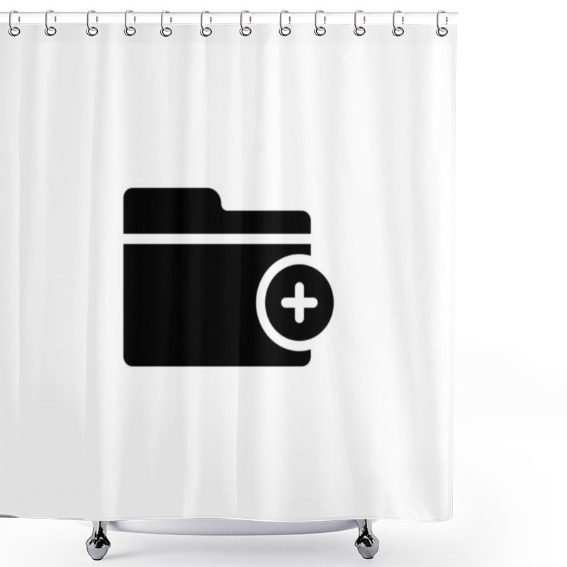 Personality  Folder With Add Plus Mark Sign Icon. Vector Illustration Shower Curtains