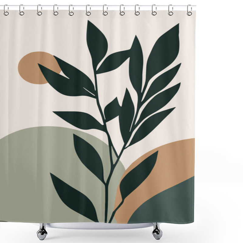 Personality  Minimalist Floral Background With Hand Drawn Leaves. Vector Illustration. Floral Wall Art Print Home Decor Shower Curtains