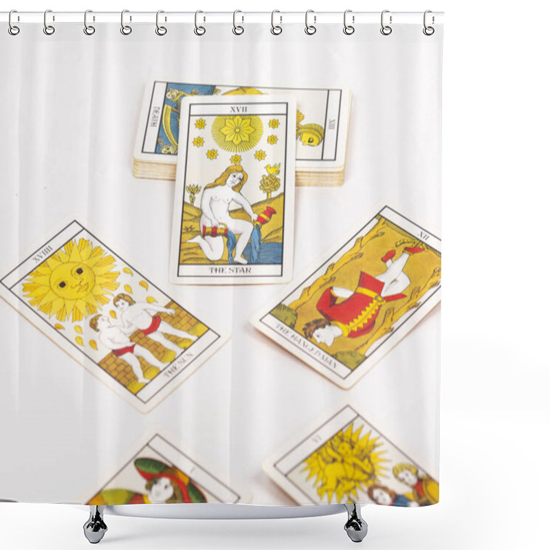 Personality  A Deck Of Tarot Cards On A Table Shower Curtains