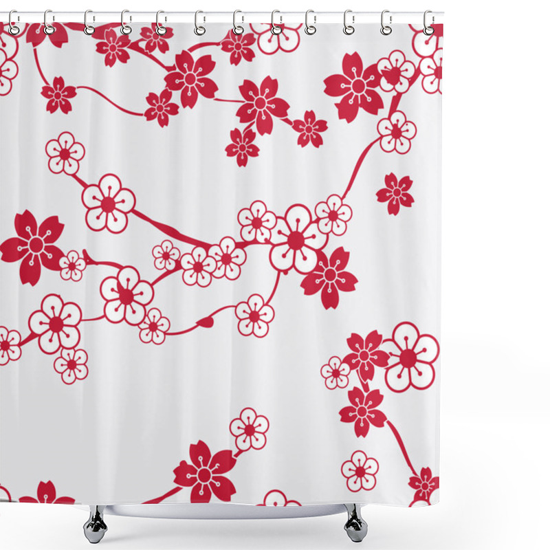 Personality  Seamless Pattern With Cherry Blossoms Shower Curtains