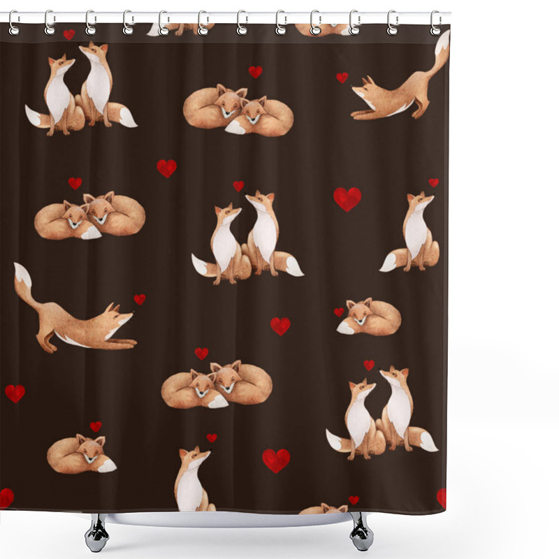 Personality  Playful Foxes Surrounded By Hearts Create A Whimsical Fabric Design Suitable For Various Crafts And Decor Shower Curtains